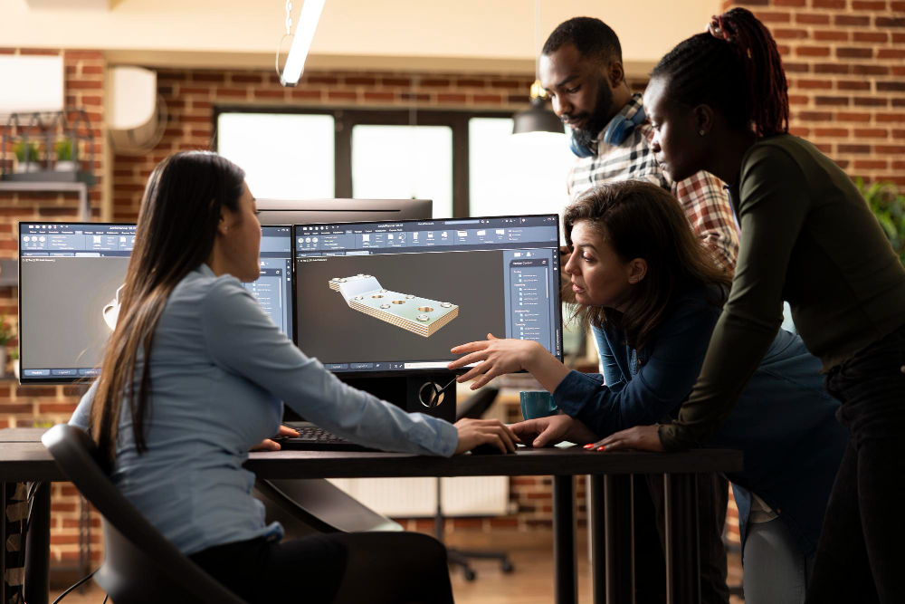 Equipo técnico revisando un diseño